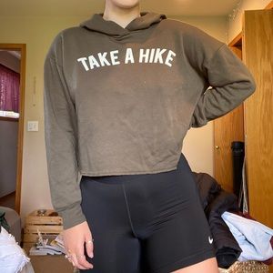 URBAN “TAKE A HIKE” GREEN CROP SWEATSHIRT